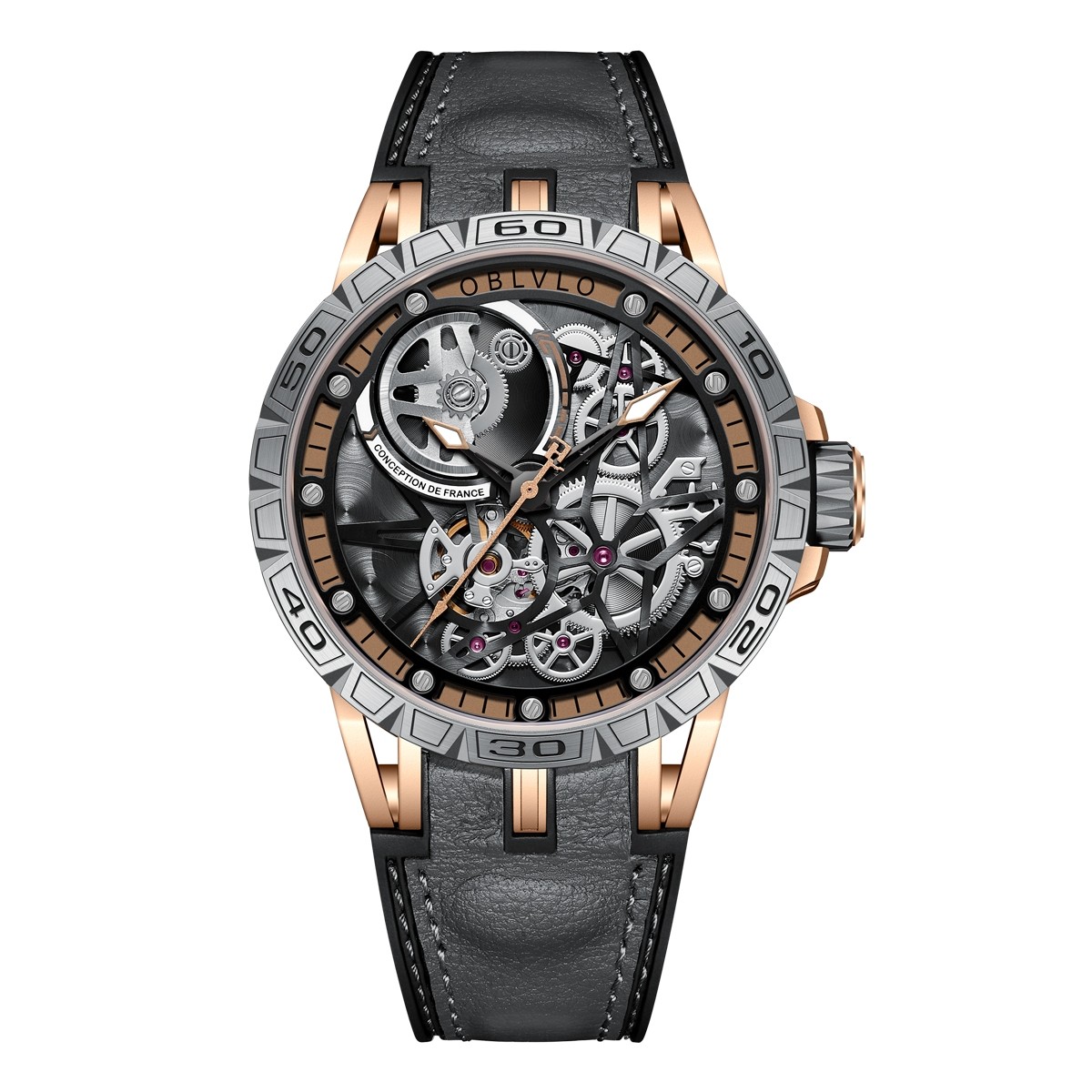 OBLVLO Sports Watch Skeleton Automatic Steel Watch for Men LM-TTB