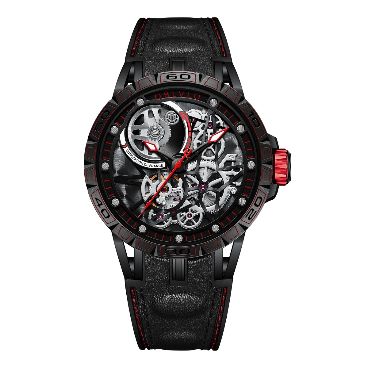 OBLVLO Sports Watch Skeleton Automatic Steel Watch for Men LM-TBB