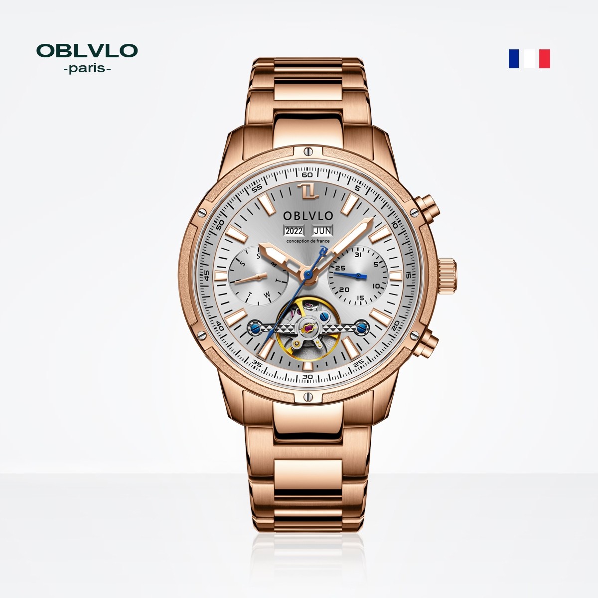 OBLVLO Commander Tourbillon 42mm Steel CM-T-PWP