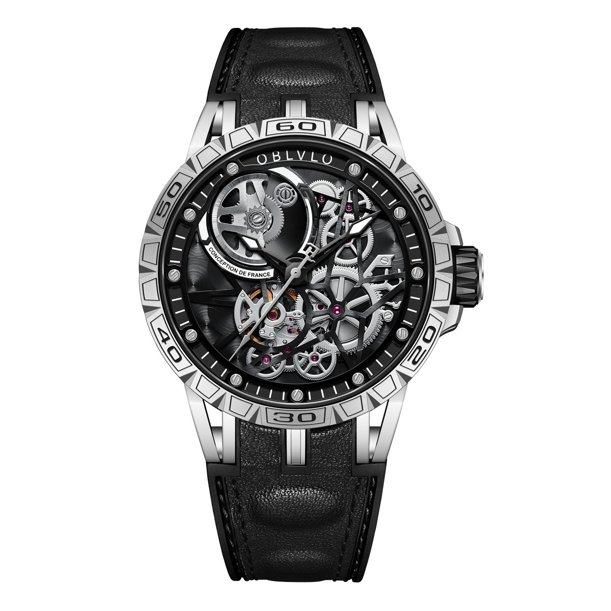 OBLVLO Sports Watch Skeleton Automatic Steel Watch for Men LM-YBB