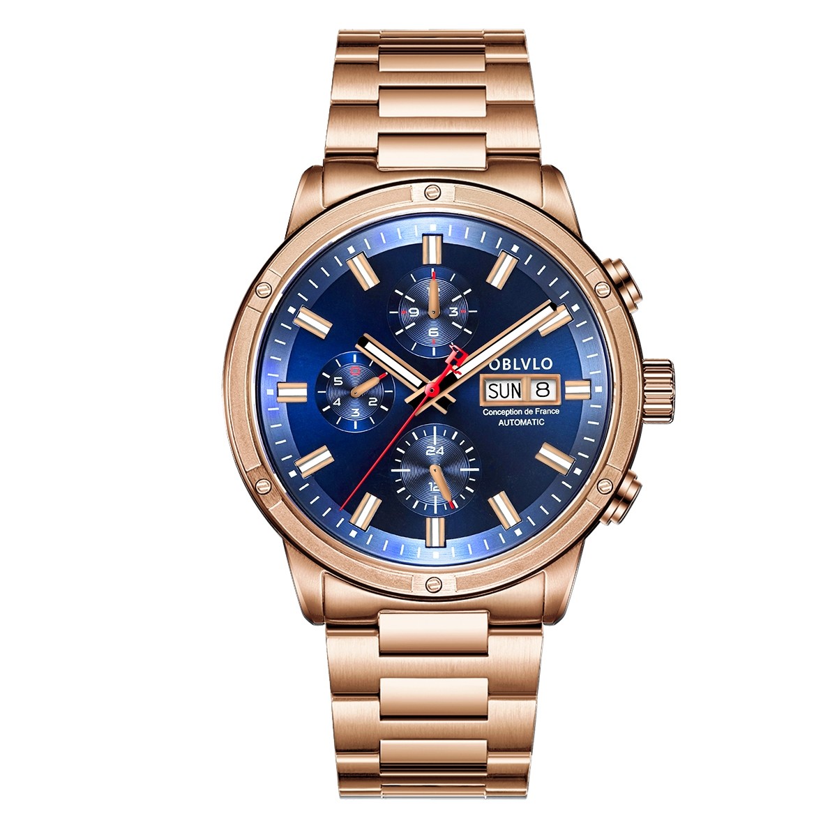 OBLVLO 42mm Rose Gold Steel CM-PLP