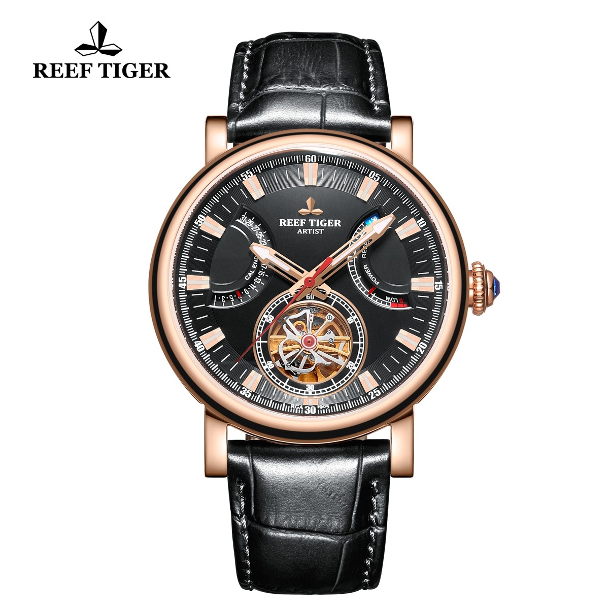 Artist Photographer 44mm Rose Gold Black Dial Black Leather Strap RGA1950-PBB